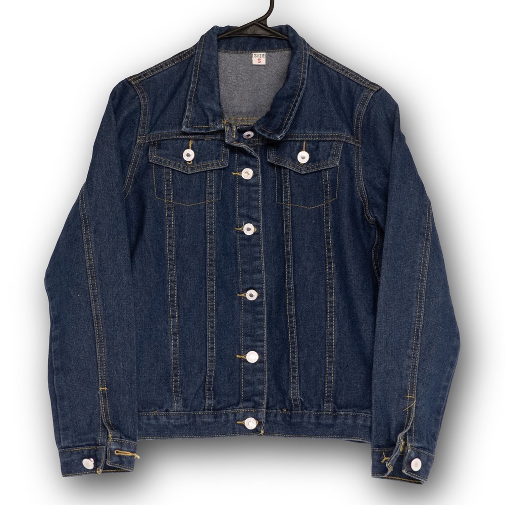 Unbranded Denim Jacket Women Size S Dark Blue Excellent Trucker Button Front
